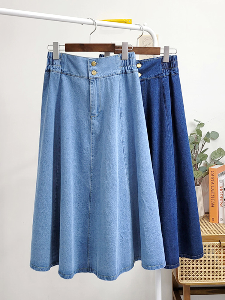 A라인 롱 데님 플레어 스커트