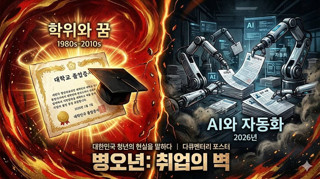 alt":"2026년 병오년 한국 대학 졸업생 취업난 AI 시대 학벌 붕괴 청년 일자리 문제",""filename":"korea-university-graduates-job-market-2026.jpg"