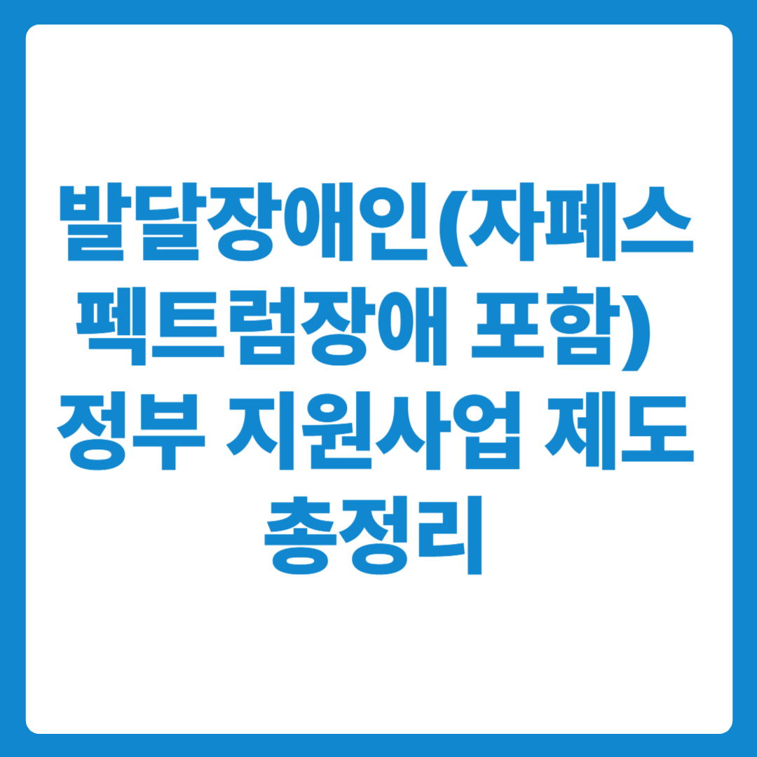 발달장애인(자폐포함)을 위한 정부 지원사업 제도 총정리