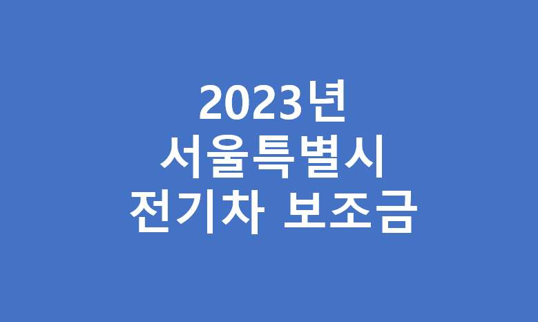 2023년 서울시 전기차 보조금 차종별 지원금