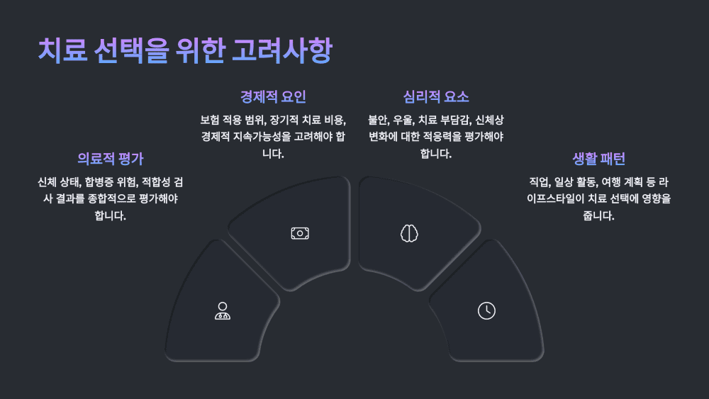 치료 선택을 위한 고려사항