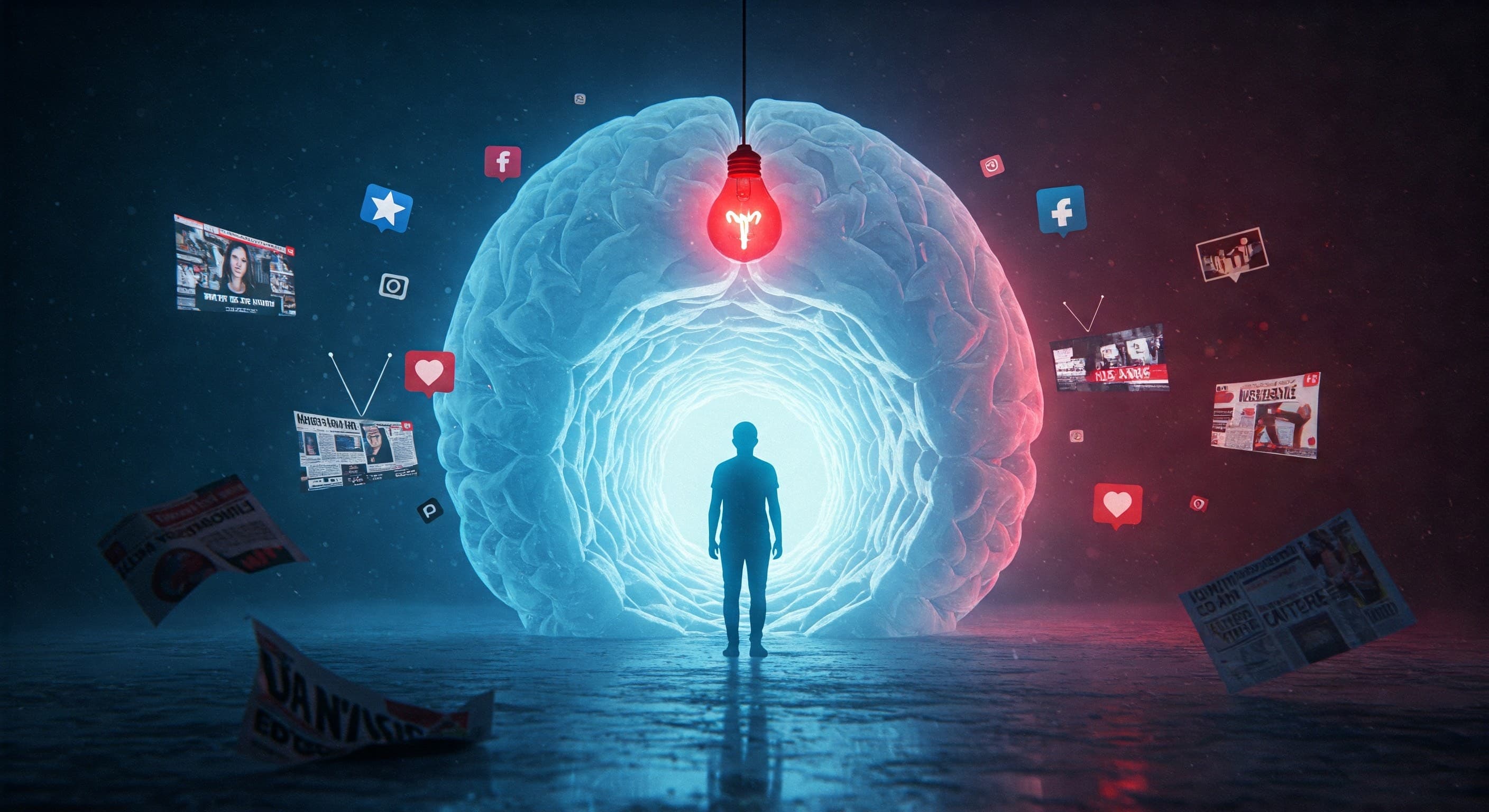 뇌 형태의 입구로 들어가는 사람