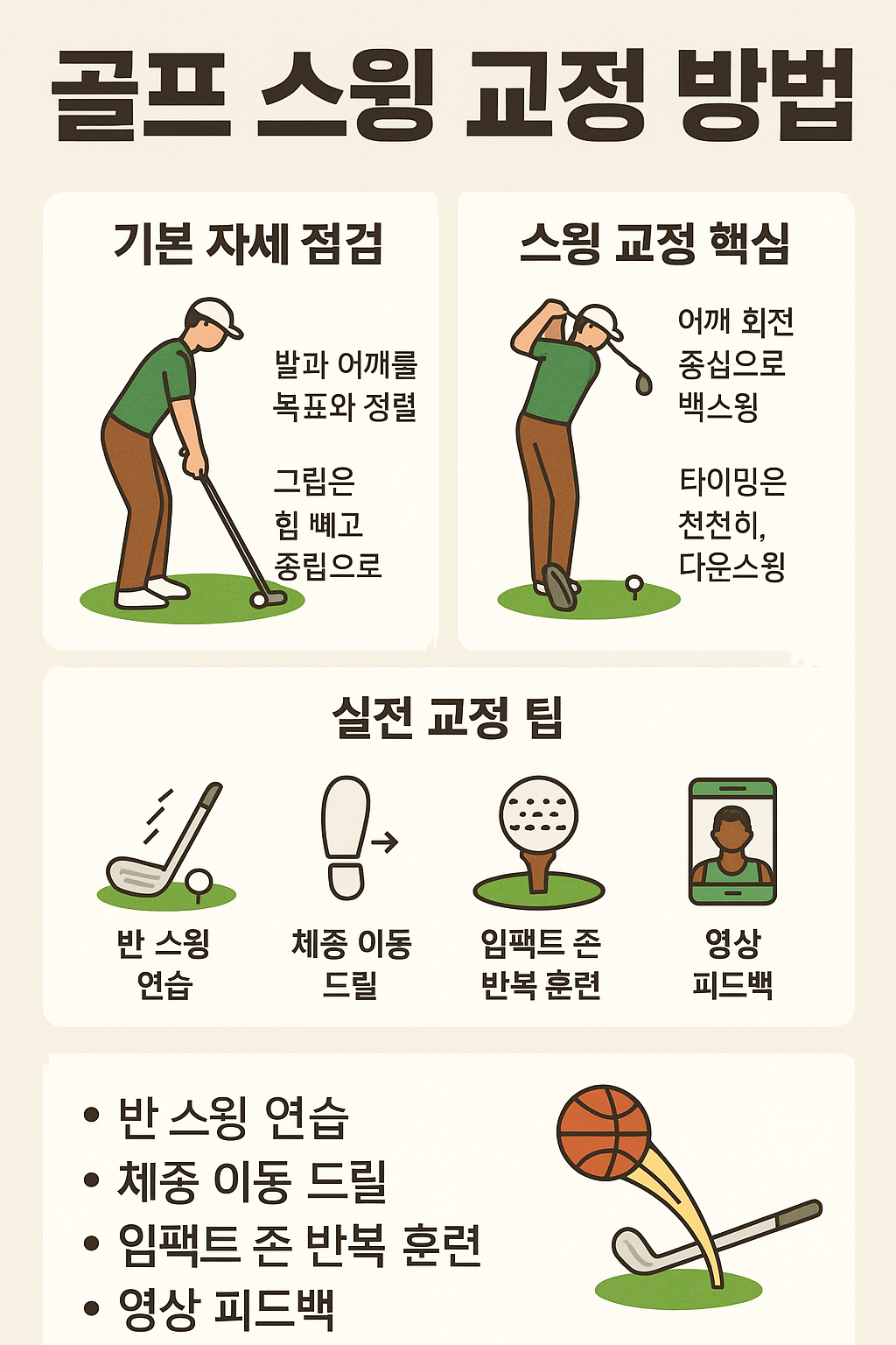 골프 스윙 교정 방법 – 초보자도 쉽게 따라 하는 팁