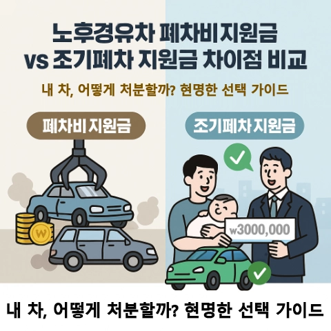 노후경유차 폐차비 지원금 차이점 비교