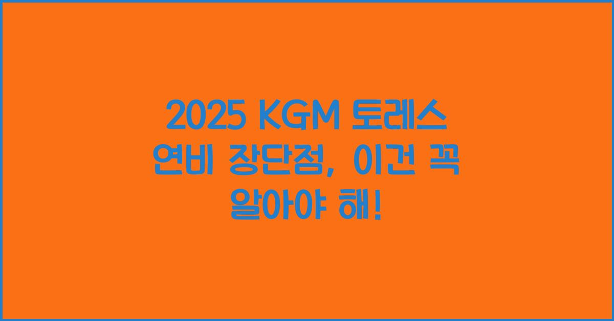 2025 KGM 토레스 연비 장단점