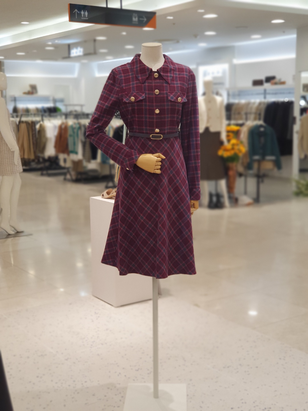 샤틴 카라넥벨티드 체크원피스 s214b673