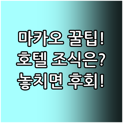 마카오 여행 목적별 호텔 추천 위치별..