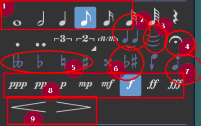 기타프로 음표의 정의와 관련된 기호