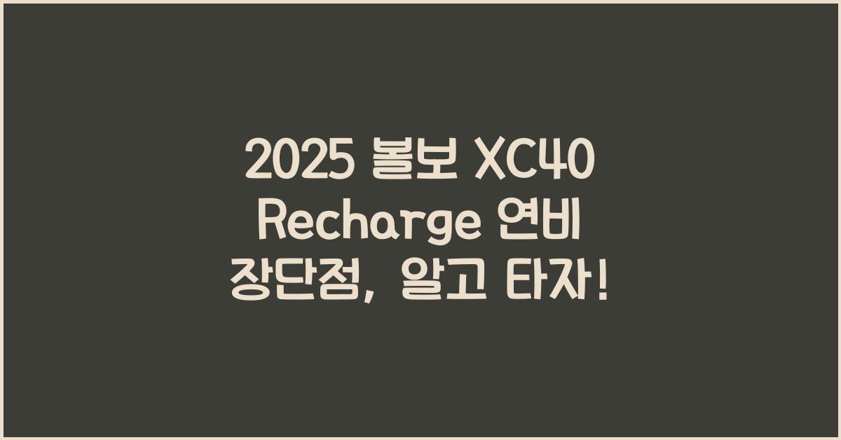 2025 볼보 XC40 Recharge 연비 장단점