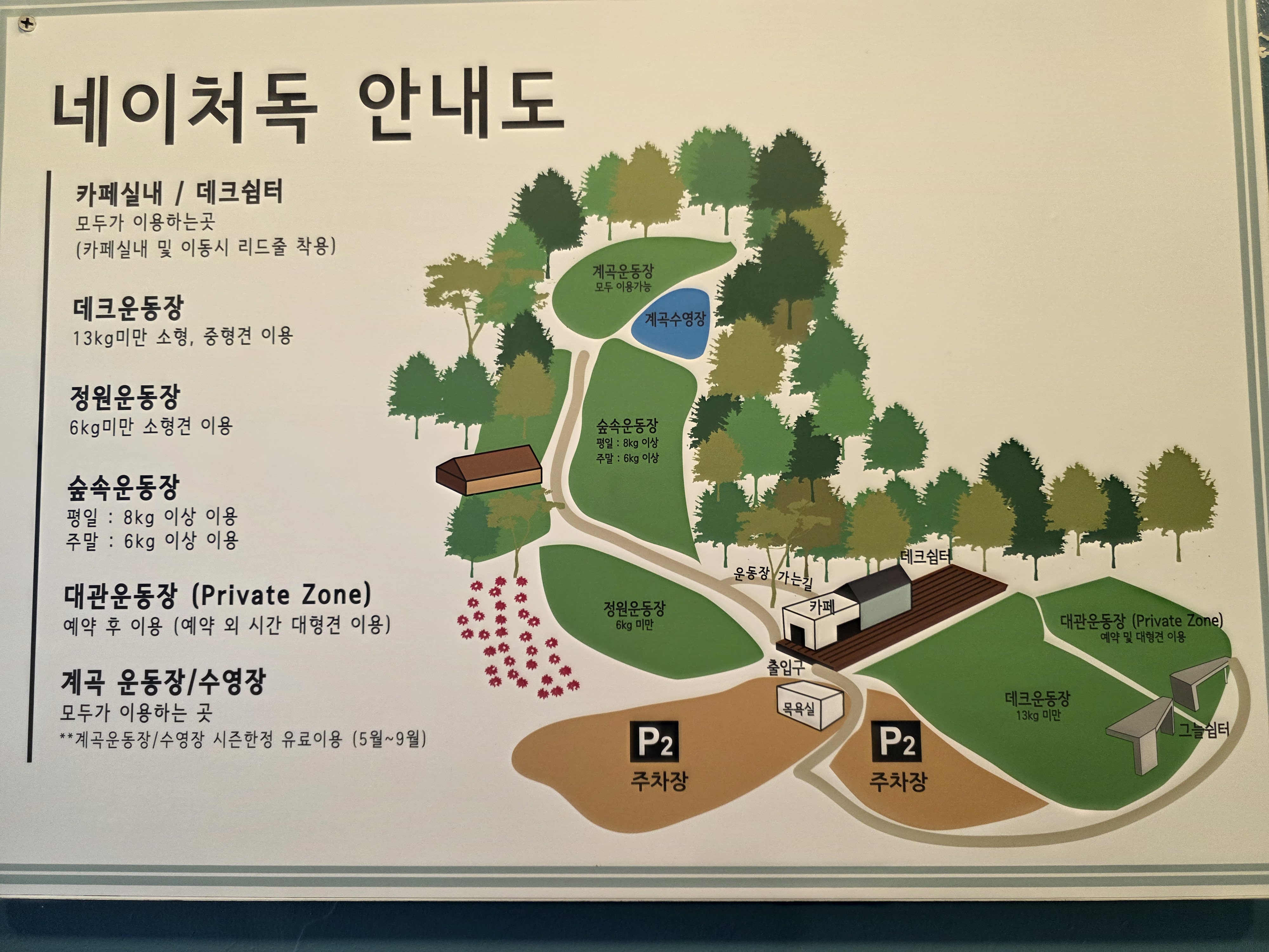 4천 평 규모의 넓고 푸른 양주 네이처독 천연 잔디 운동장 안내도
