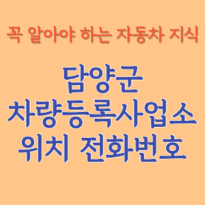 담양군 자동차등록사업소 차량등록사업소 홈페이지 위치 전화번호 찾기