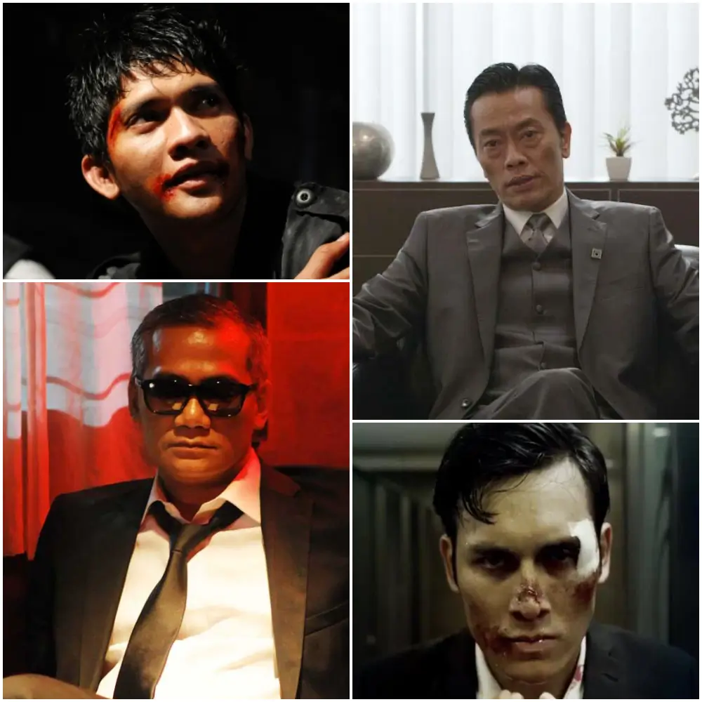 레이드 2에서 주인공 라마와 세 범죄 두목들