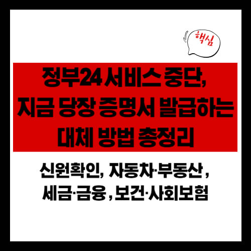 정부24 서비스 중단, 지금 당장 증명서 발급하는 대체 방법 총정리