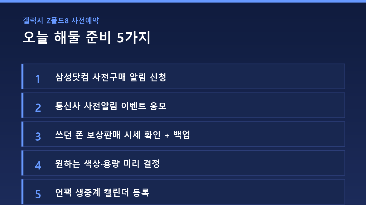 갤럭시 Z폴드8 사전예약 준비 5가지 요약