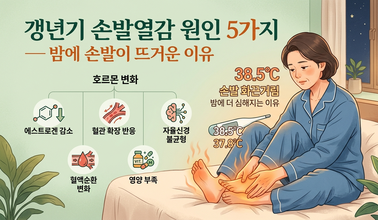 갱년기 손발열감 원인 5가지와 밤에 손발이 뜨거워지는 이유 설명 이미지