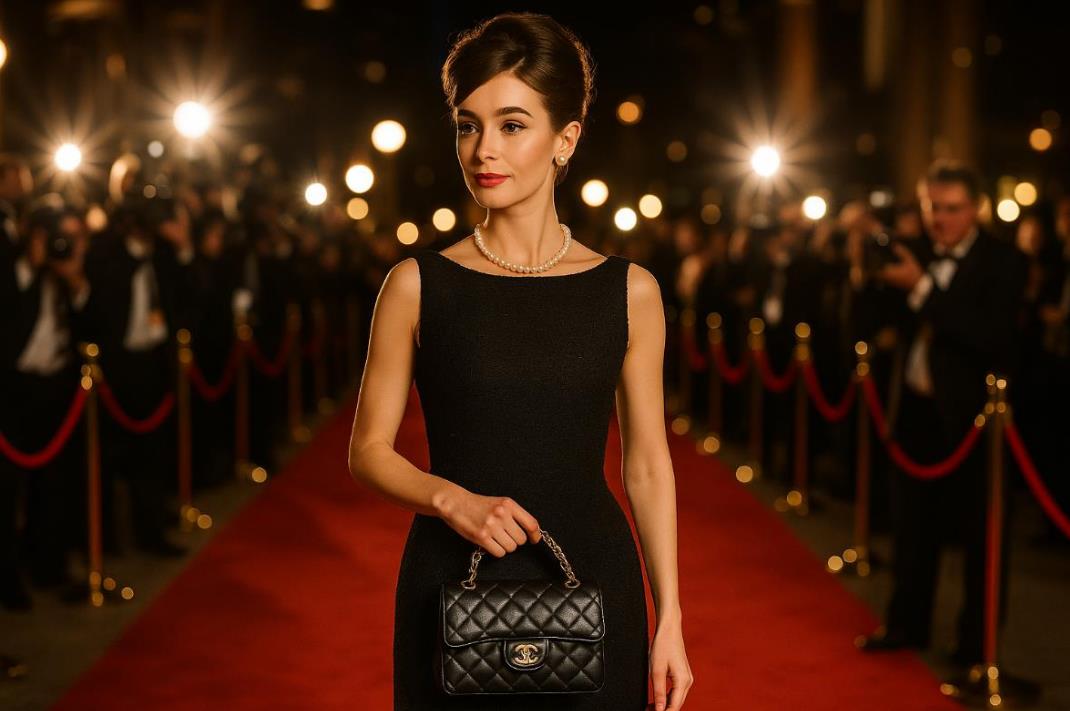 샤넬풍 가방을 들고 레드 카펫을 걷는 여배우