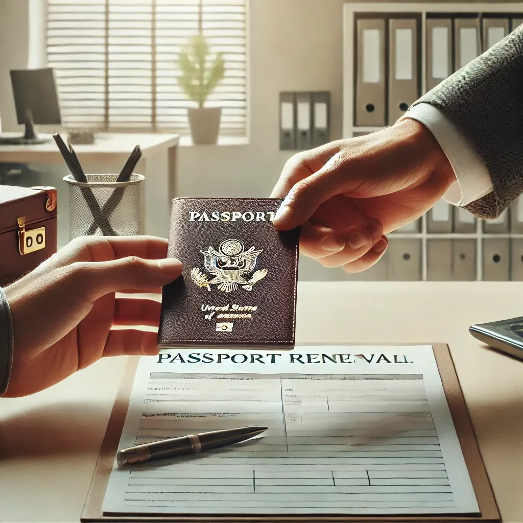 여권 갱신 절차를 묘사한 이미지