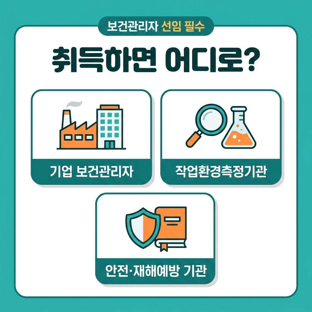 산업위생관리기사 진로 보건관리자 작업환경측정 안전기관 취업 분야 인포그래픽
