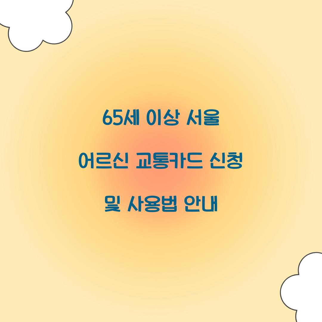 65세 이상 서울 어르신 교통카드
