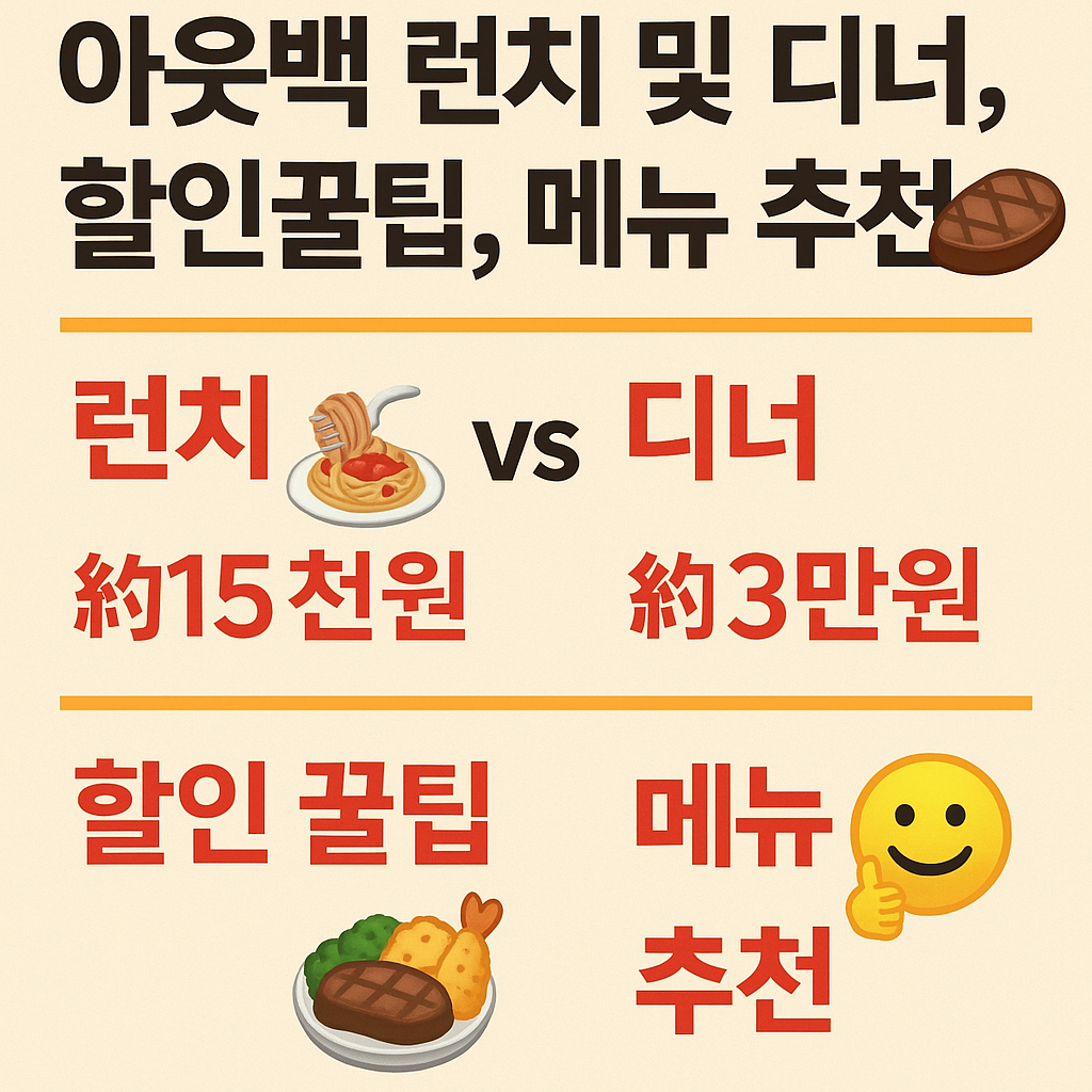 아웃백 런치 및 디너, 할인 꿀팁, 메뉴 추천