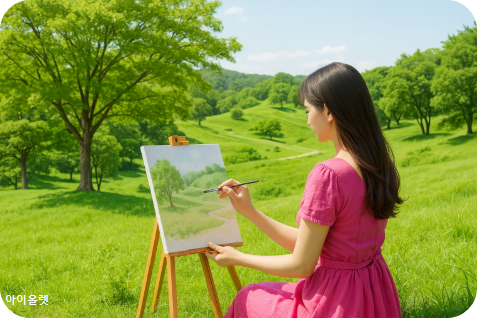 김해 대성동 고분군에서 그림을 그리는 소녀