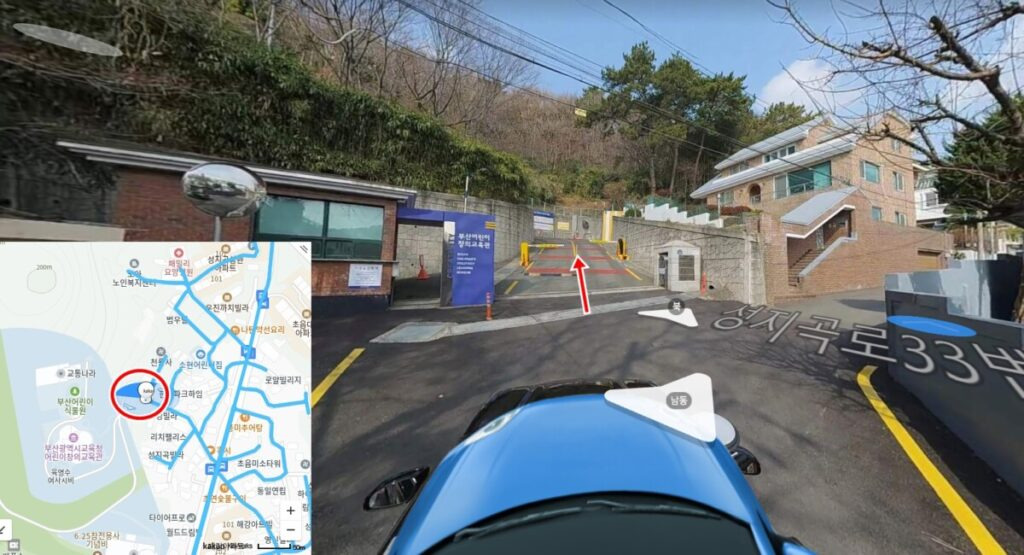 부산 어린이창의교육관 가까운 진입로와 허가 차량 접근 동선 안내 지도