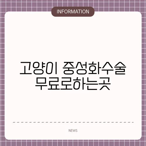 고양이 중성화수술 무료로하는곳