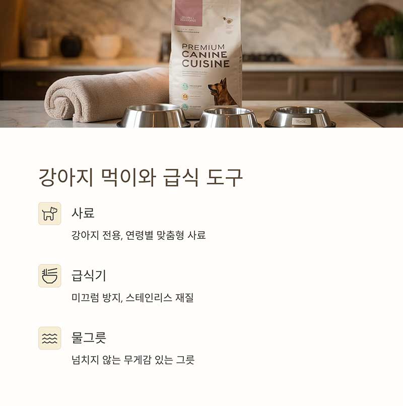 강아지 먹이와 급식 도구