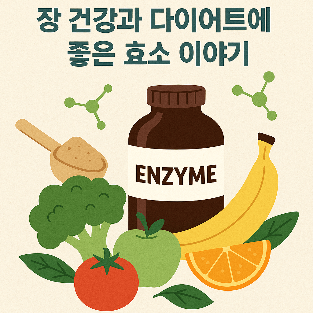 장 건강과 다이어트에 좋은 효소 이야기 글의 제목을 표현한 이미지