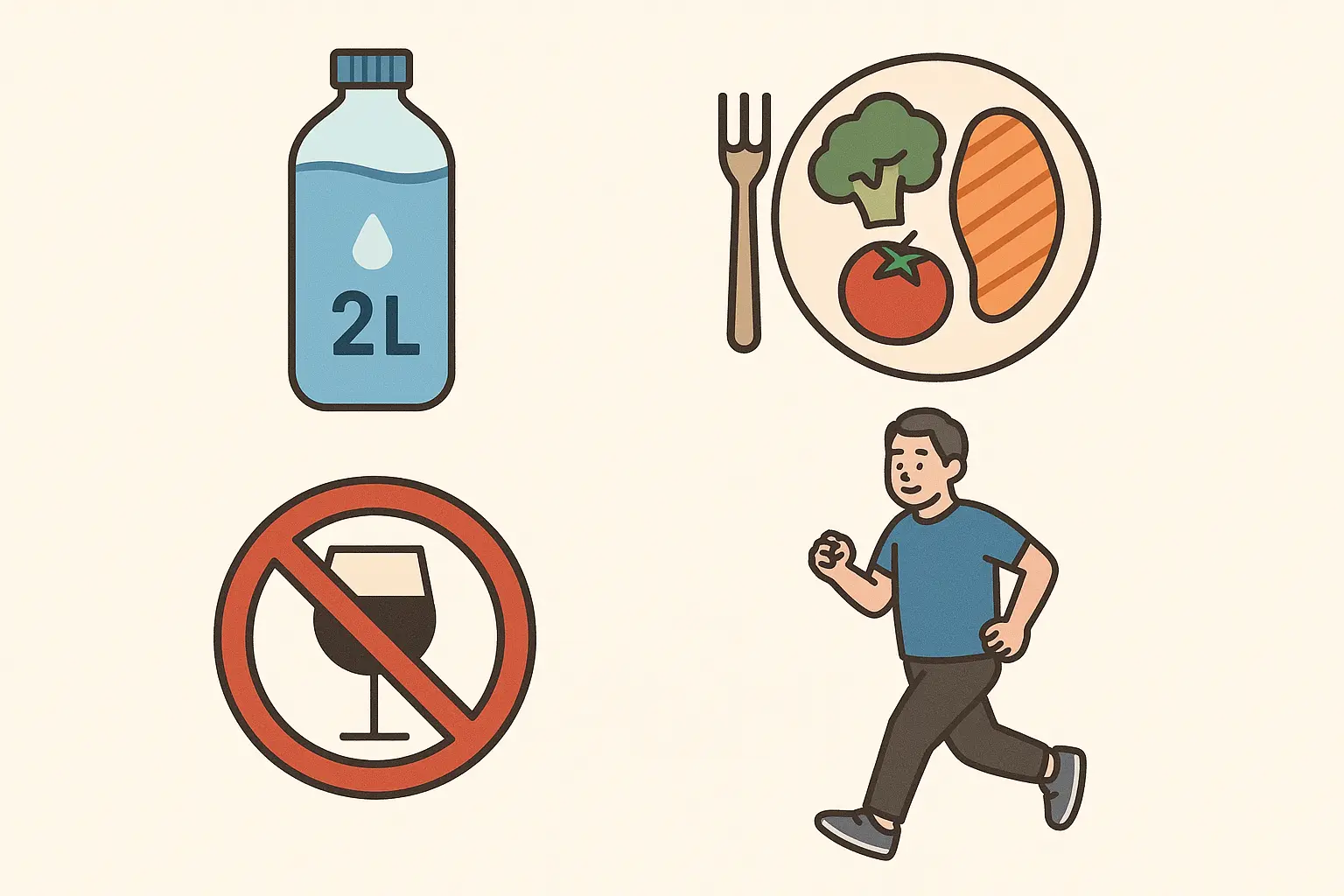 “물 2L 섭취, 금주, 저퓨린 식단, 체중 관리” 4가지 핵심 습관