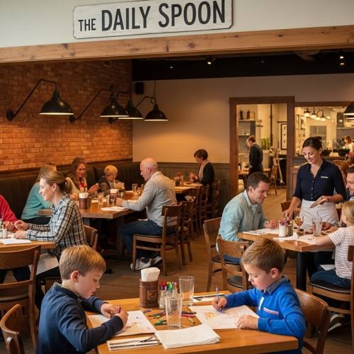 패밀리 레스토랑에서 식사하는 사진