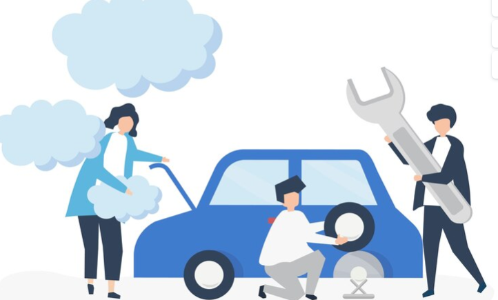 자동차를 고치는 그림