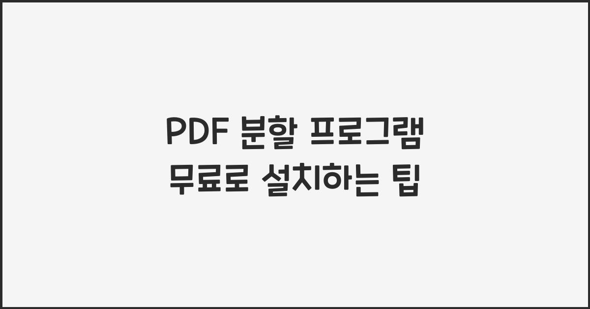 PDF 분할 프로그램 무료로 설치하는 법