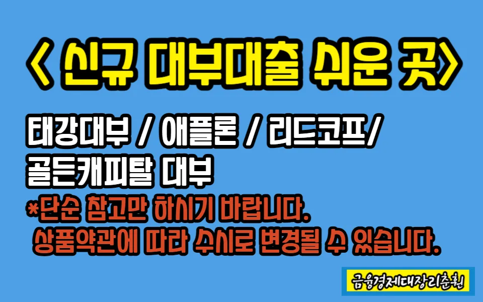 신규 대부대출 쉬운 곳 설명사진