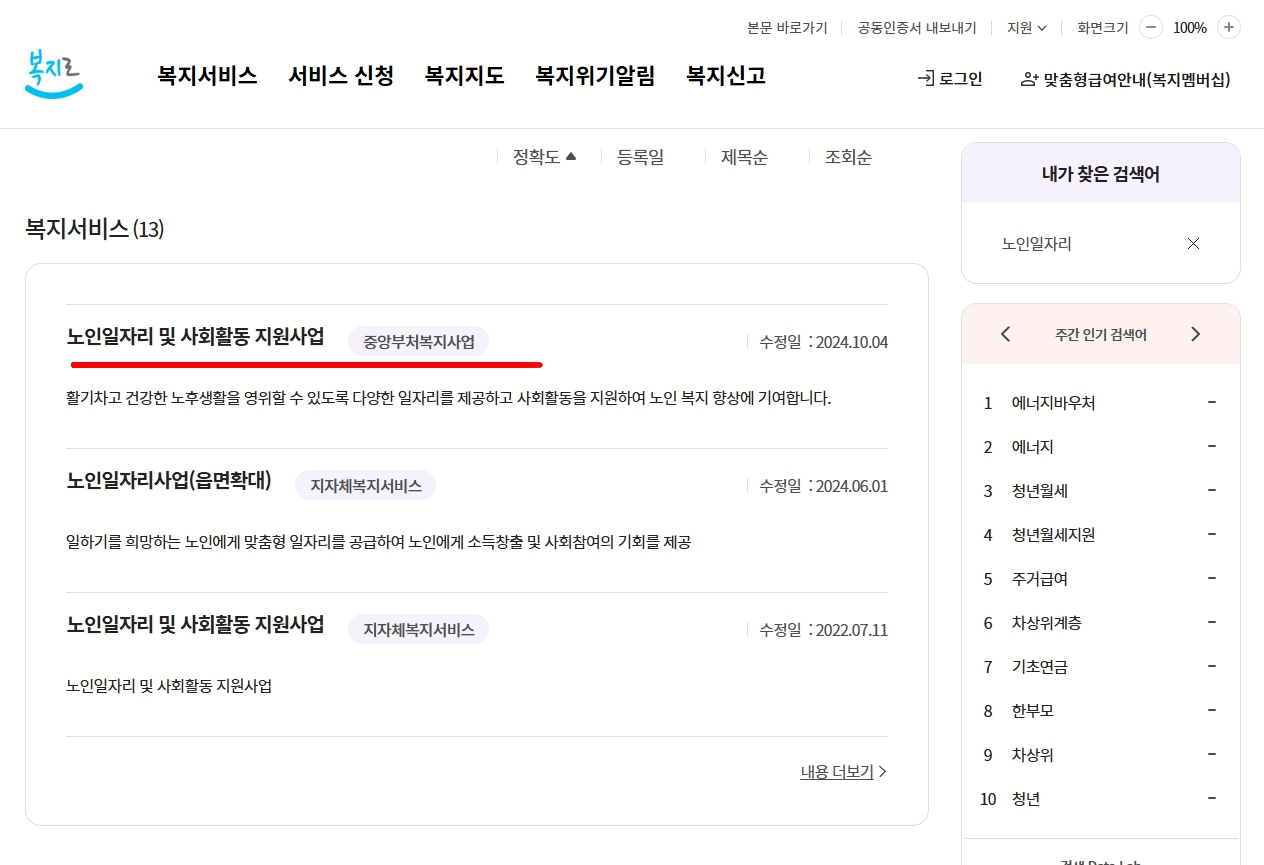 2025년 노인일자리 및 사회활동 지원사업