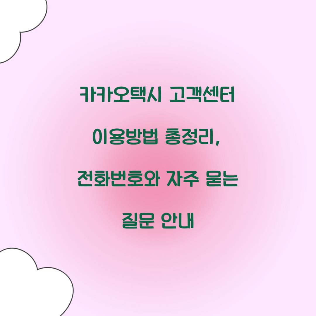 카카오택시 고객센터 이용방법