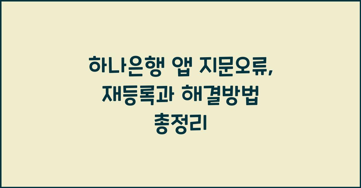 하나은행 앱 지문오류 지문재등록 어플지문