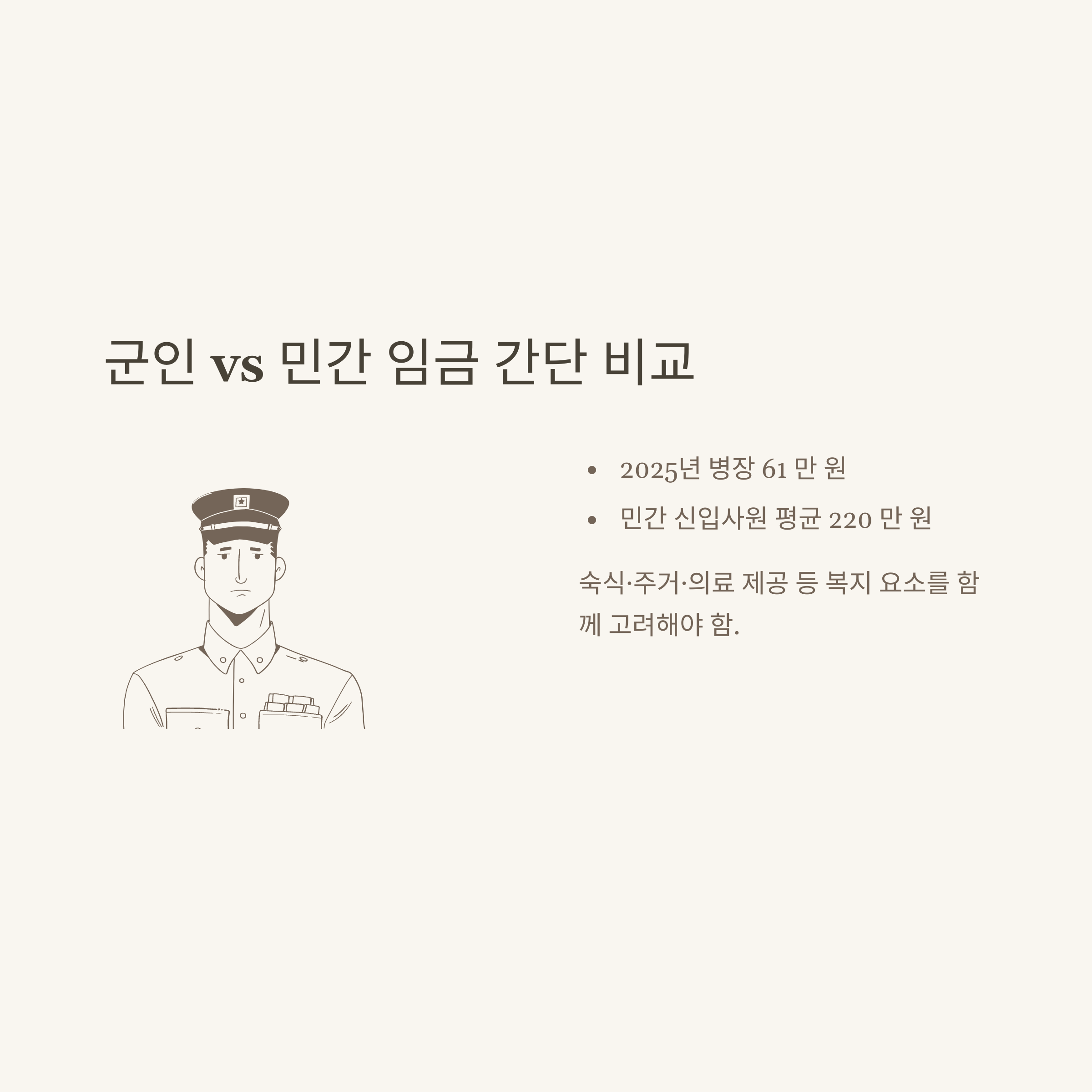 군인 월급 2025 완벽 가이드: 병사부터 간부, 직업군인 월급표와 인상 내용, 공익 및 적금 정보 총정리7