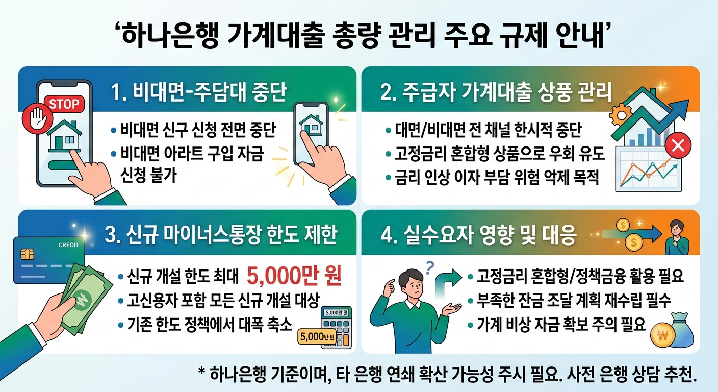 하나은행 가계대출 총량 관리 주요 규제 안내
