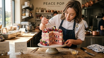 3 layerd cake with berries