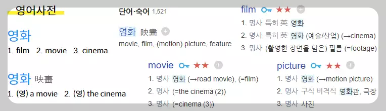 사전상의 영화 뜻 사진