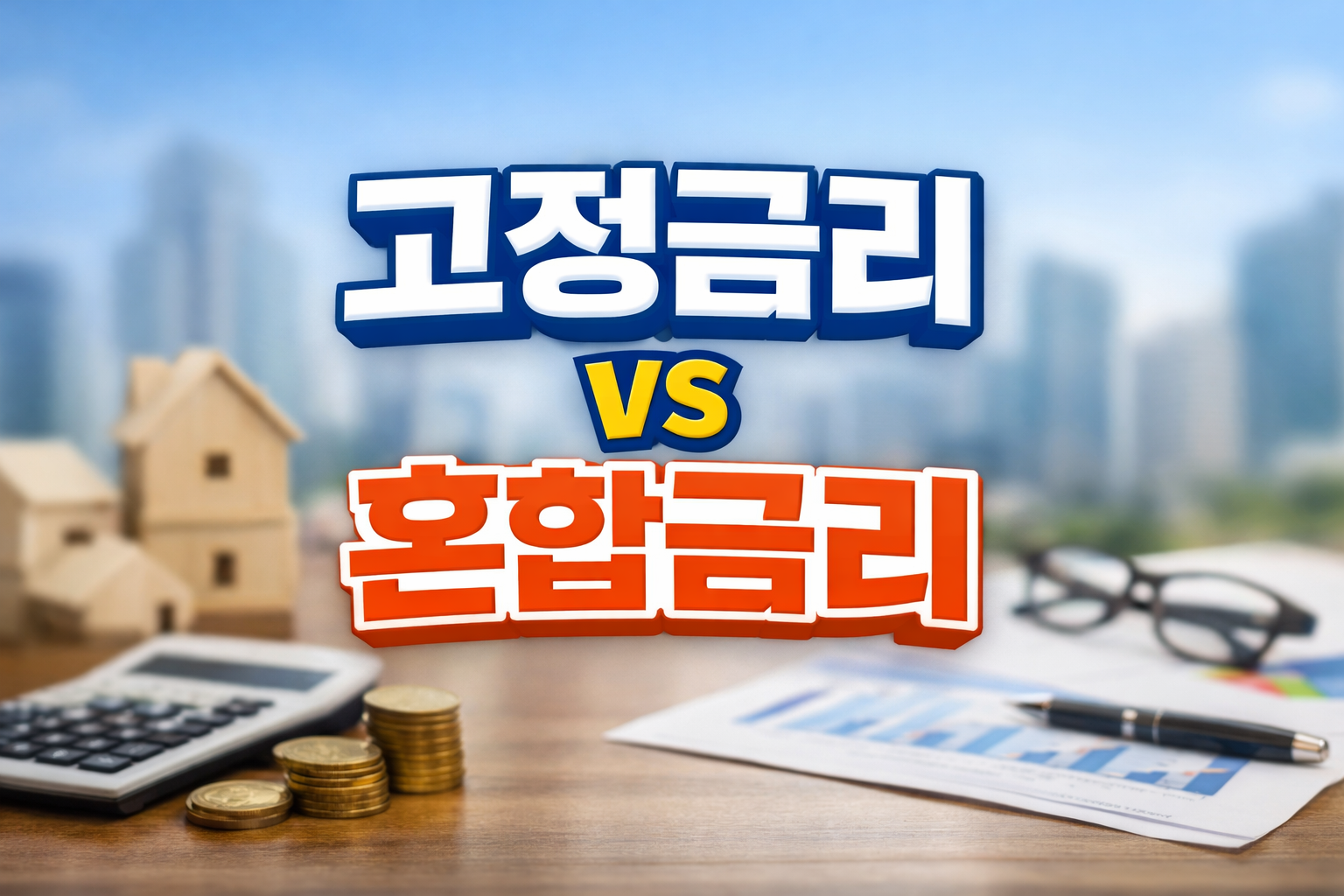 고정금리 vs 혼합금리 차이 비교 썸네일, 주택담보대출 금리 선택 기준과 금리 구조 설명 금융 개념 이미지