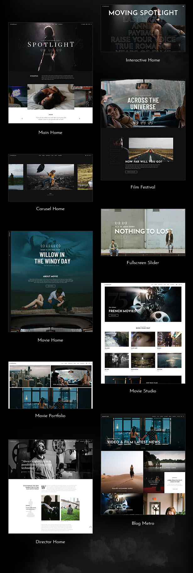 영화 스튜디오 및 필름메이커를 위한 워드프레스 테마 Cinerama 데모 로드하기
