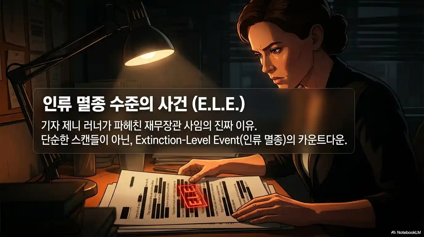 딥 임팩트 ELE 인류 멸종 수준 사건 뜻 - 기자 제니 러너 재무장관 사임 비밀 추적