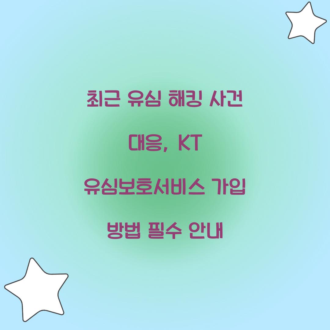 최근 유심 해킹 사건 대응: KT 유심보호서비스 즉시 가입 방법