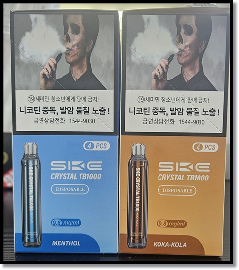 편의점 액상형 전자담배 글로벌 브랜드 SKE의 한국 진출, SKE 크리스탈 CRYSTAL TB1000 맛 종류 향 특징 분석