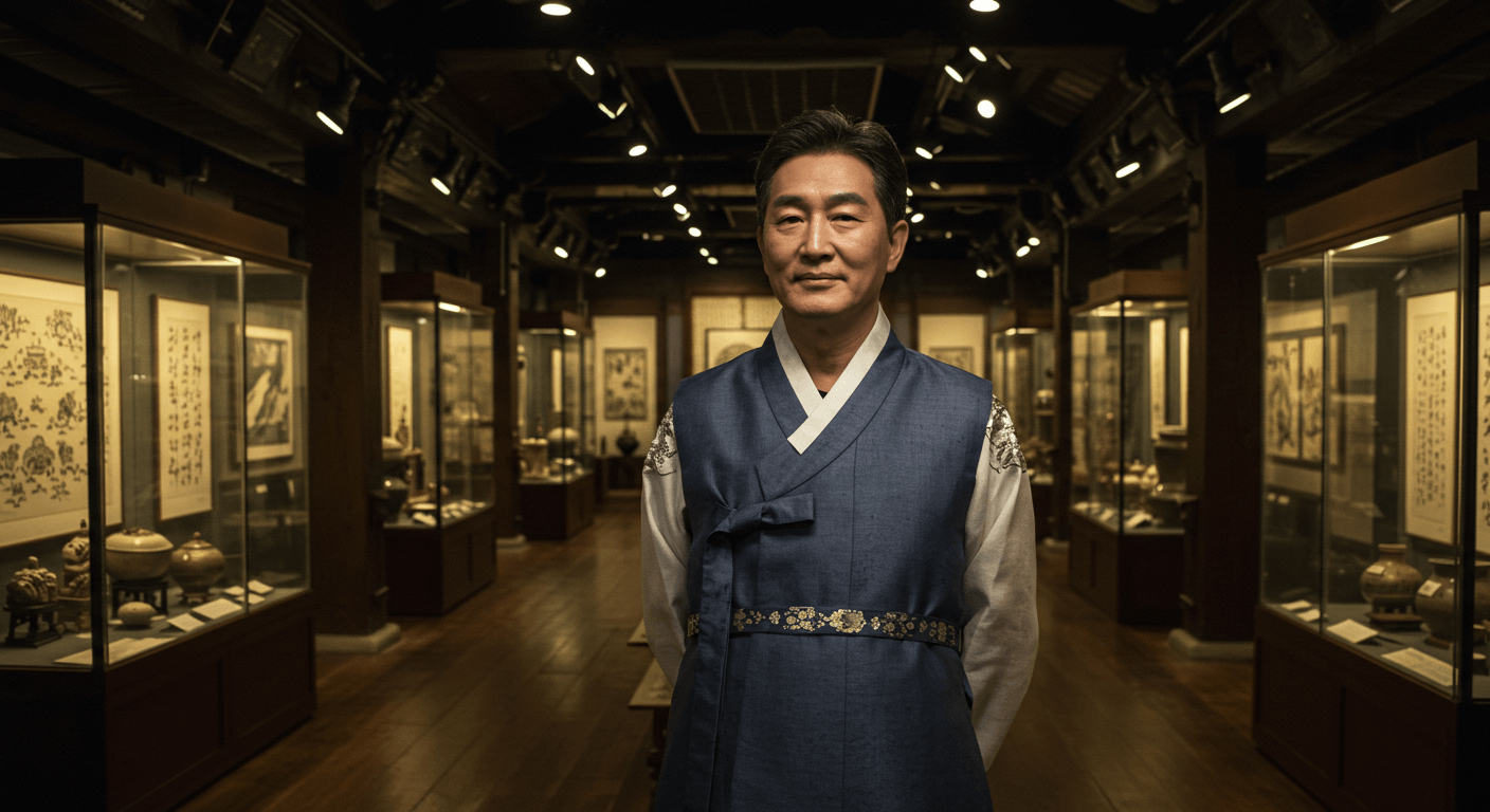 한국 공예의 역사와 의미를 설명하는 장면&amp;#44; 전통 공예품이 전시된 공간 3