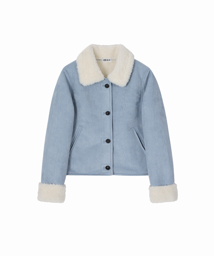 지은오 화려한날들 41회 무스탕 정인선 옷 라이트블루 하늘색 무스탕 자켓 브랜드는 랭앤루 LANGNLU