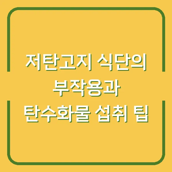 저탄고지 식단의 부작용과 탄수화물 섭취 팁