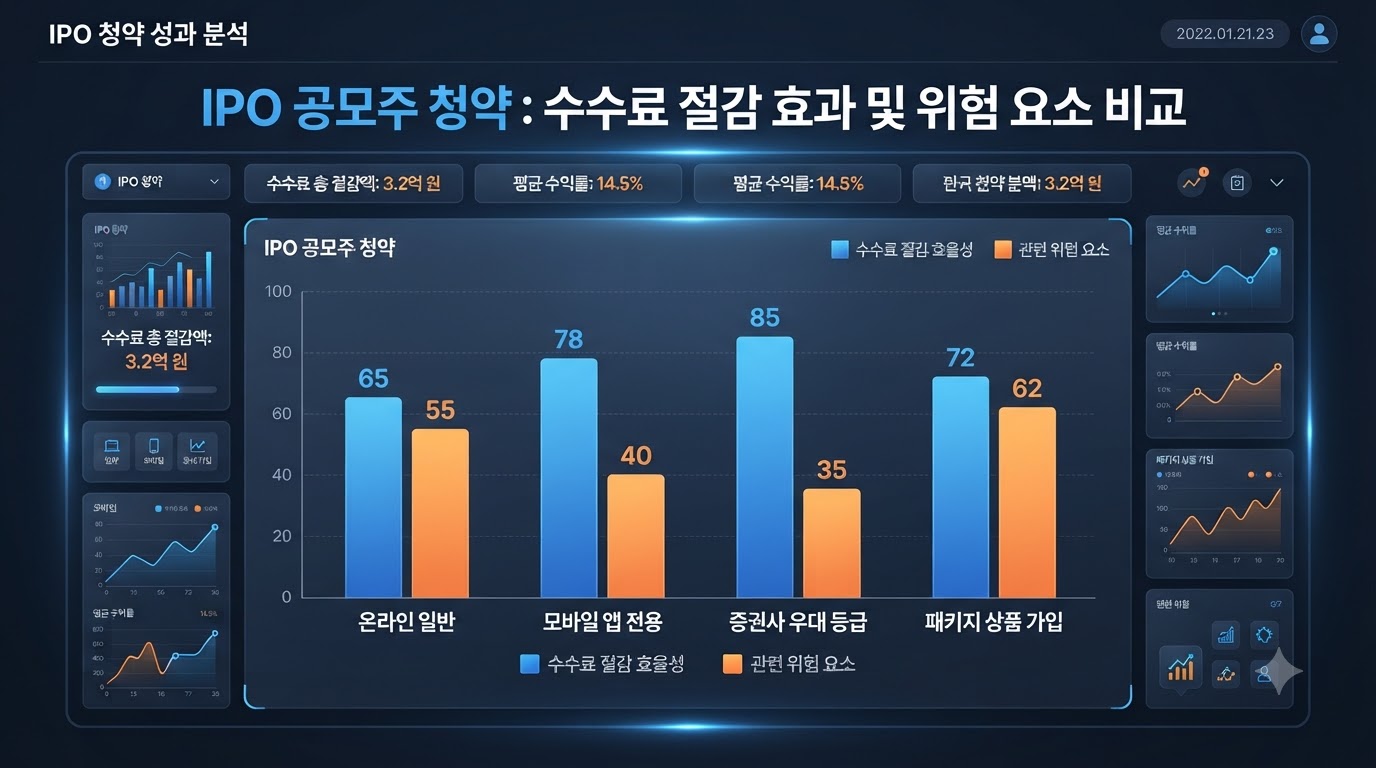 공모주 청약 수수료 절감 효과와 주요 주의사항 및 리스크 요소를 비교